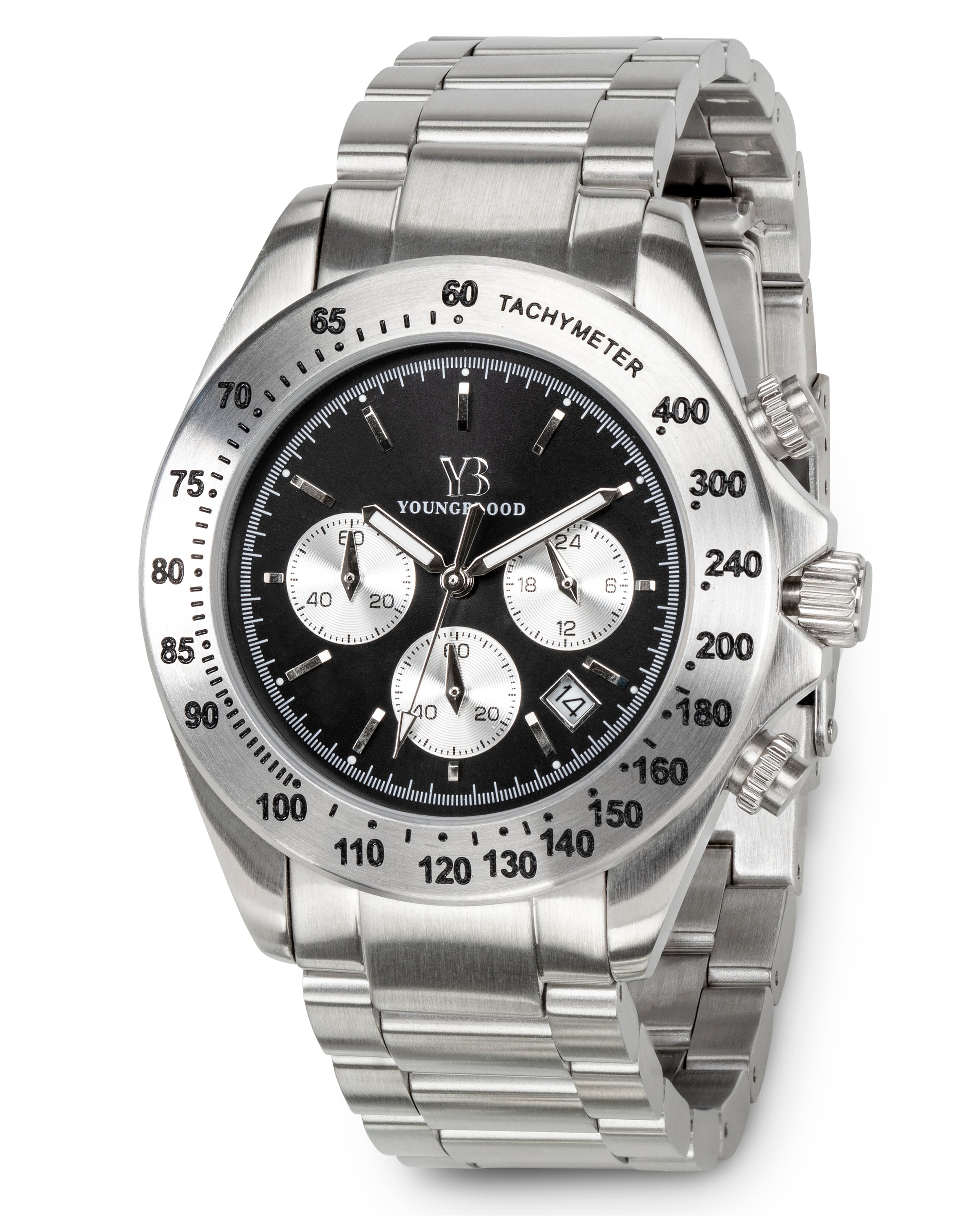 ToyWatch Black and Silver Chronograph Timex Legacy Tonneau Chronograph 42mm Silver Black | Watches.com main image 2