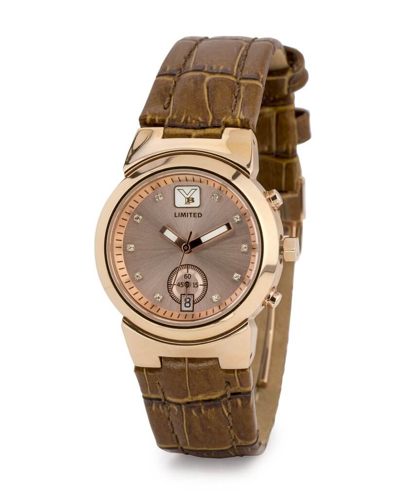 Women's Rose Gold Stainless Steel Chronograph w Brown Women's Rose Gold Stainless Steel Chronograph w Brown