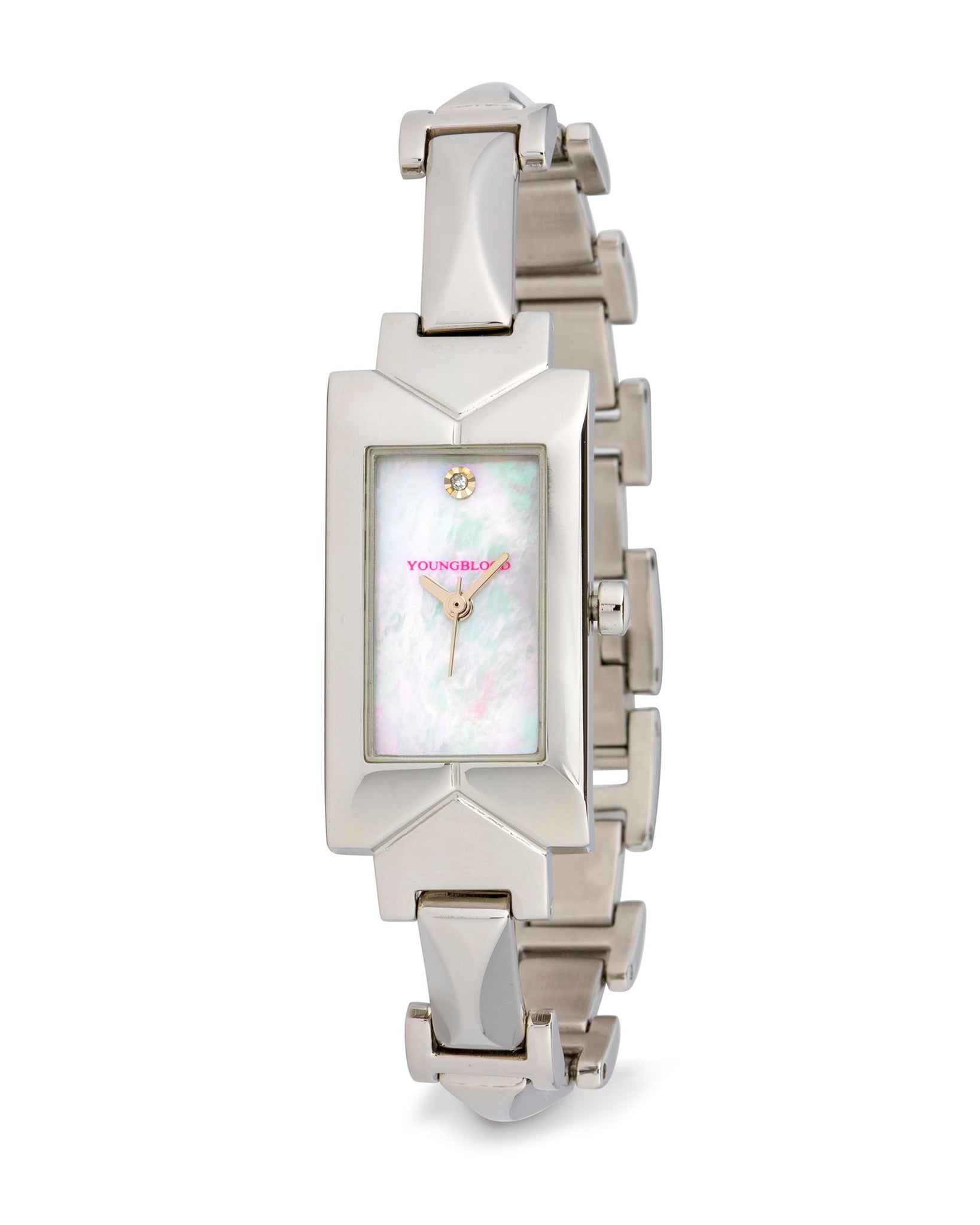 グルーデコキット フローティングジュエルウォッチ　シルバー Women's Silver Stainless Steel Bracelet Watch – Mineral Glass